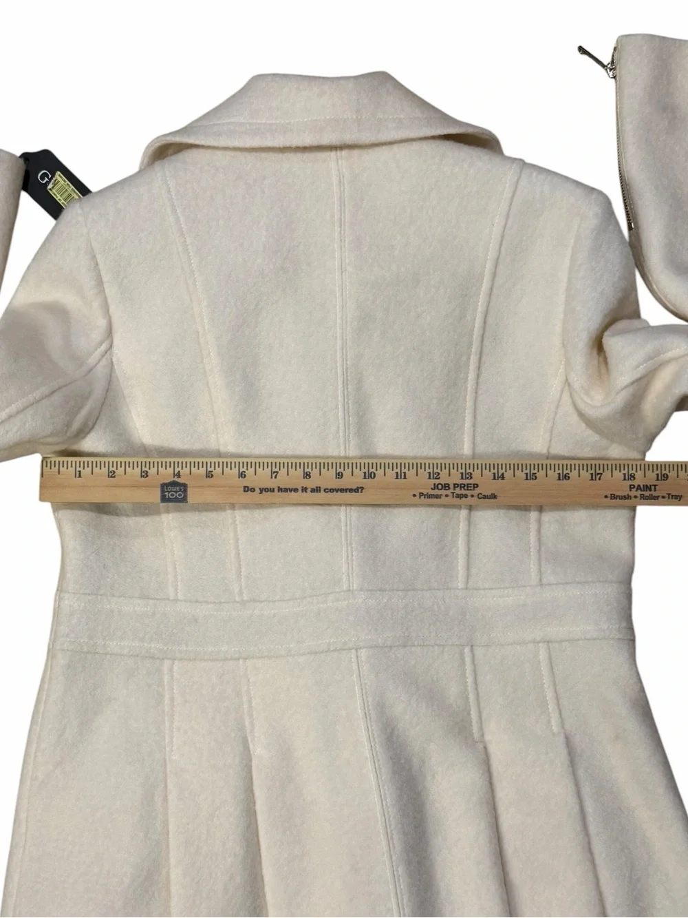 GUESS White Double-Breasted Wool-Blend Fit &  Peacoat Trench Jacket Large NWT